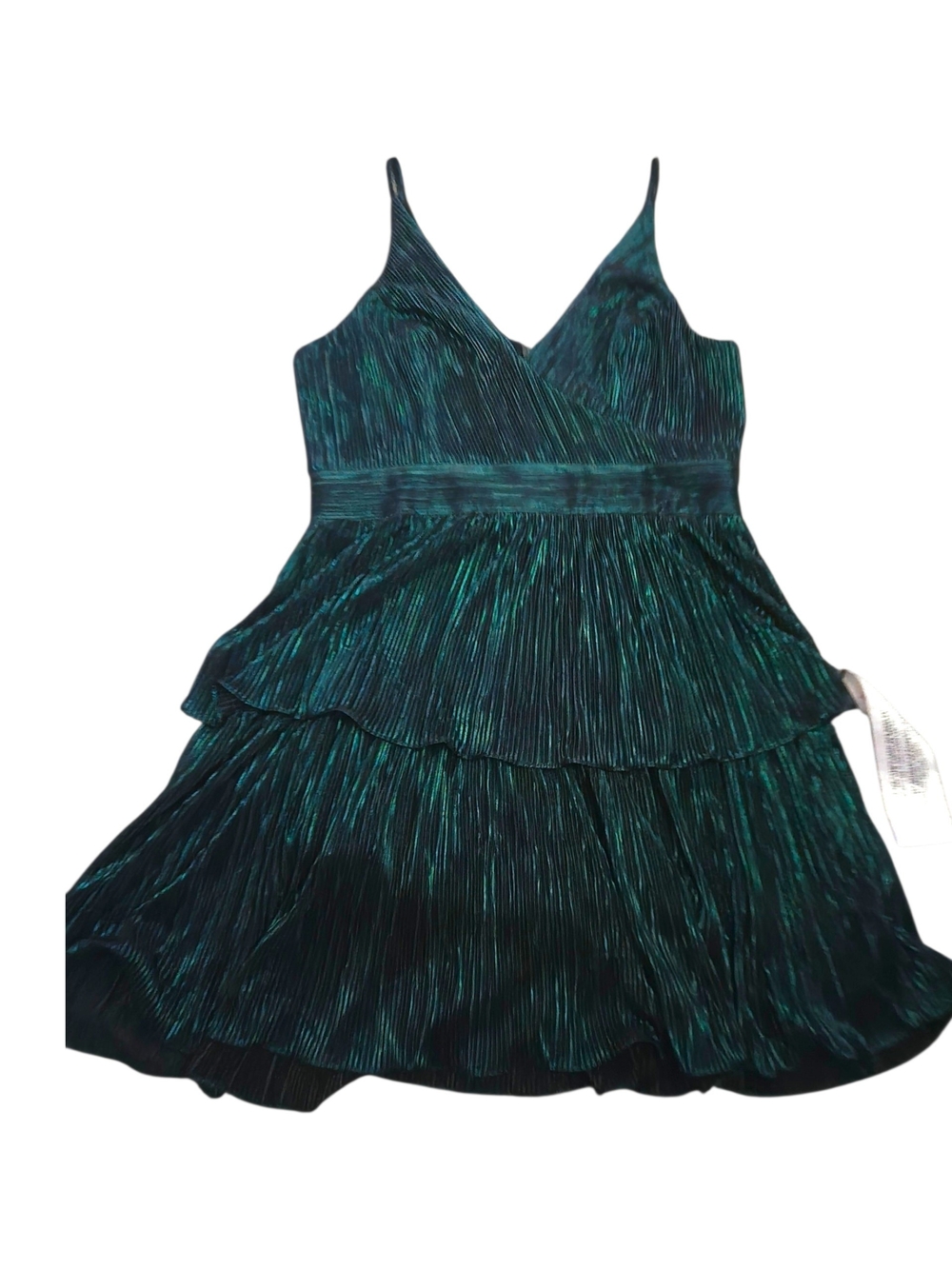 Girls Emerald Green Pleated Layered Party Dress